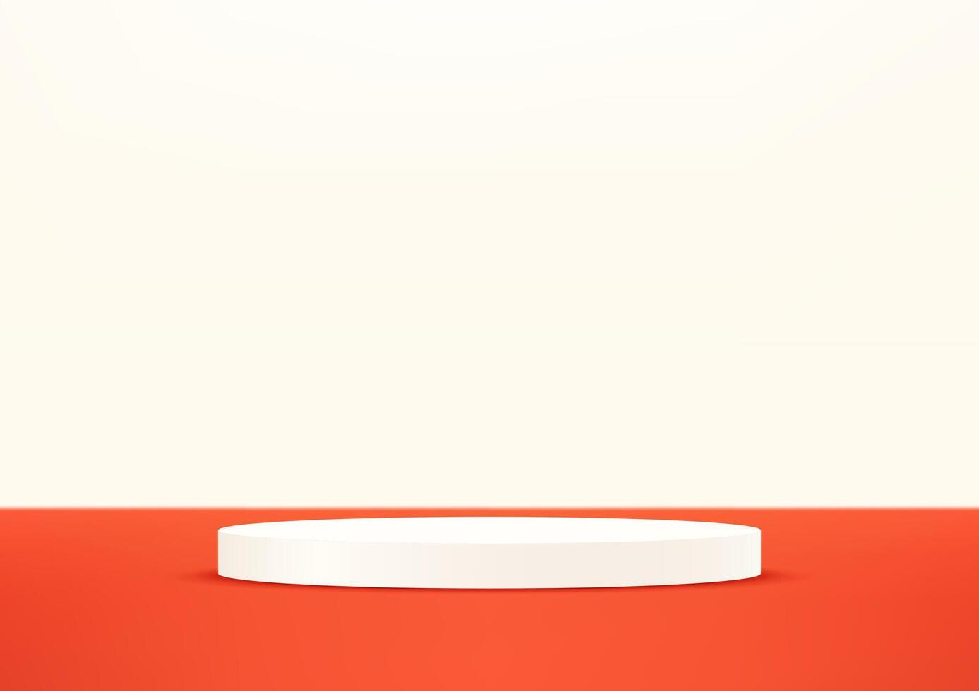 Orange and cream background 3d with white podium. 3D abstract studio room with pedestal podium. Space for selling products on the website. illustration. vector