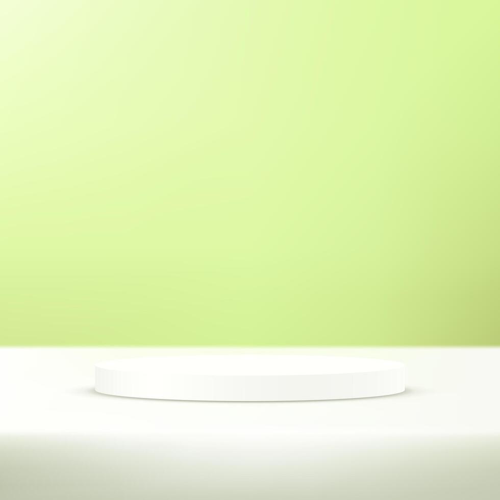 Green and white background 3d with white podium. 3D abstract studio room with pedestal podium. Space for selling products on the website. illustration. vector