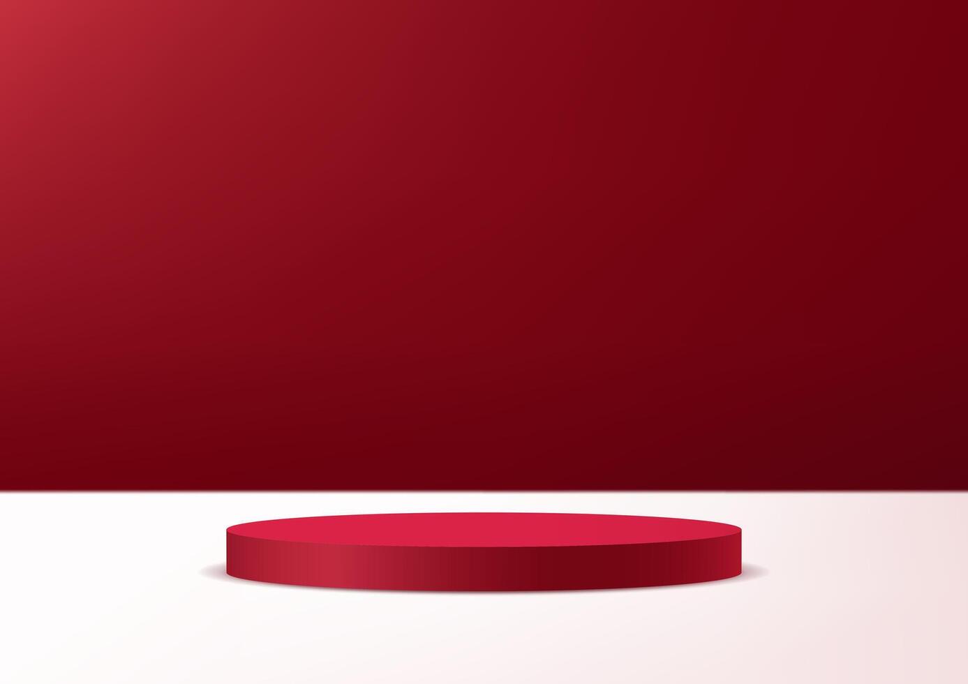 Dark red studio room background. Red and white background 3d with red podium. Empty room with light effect. Space for selling products on the website. illustration. vector