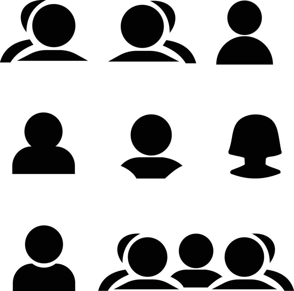 collection of people icon set, Icon set includes user, person, group, and team icons in a simple linear and solid style. in trendy style vector