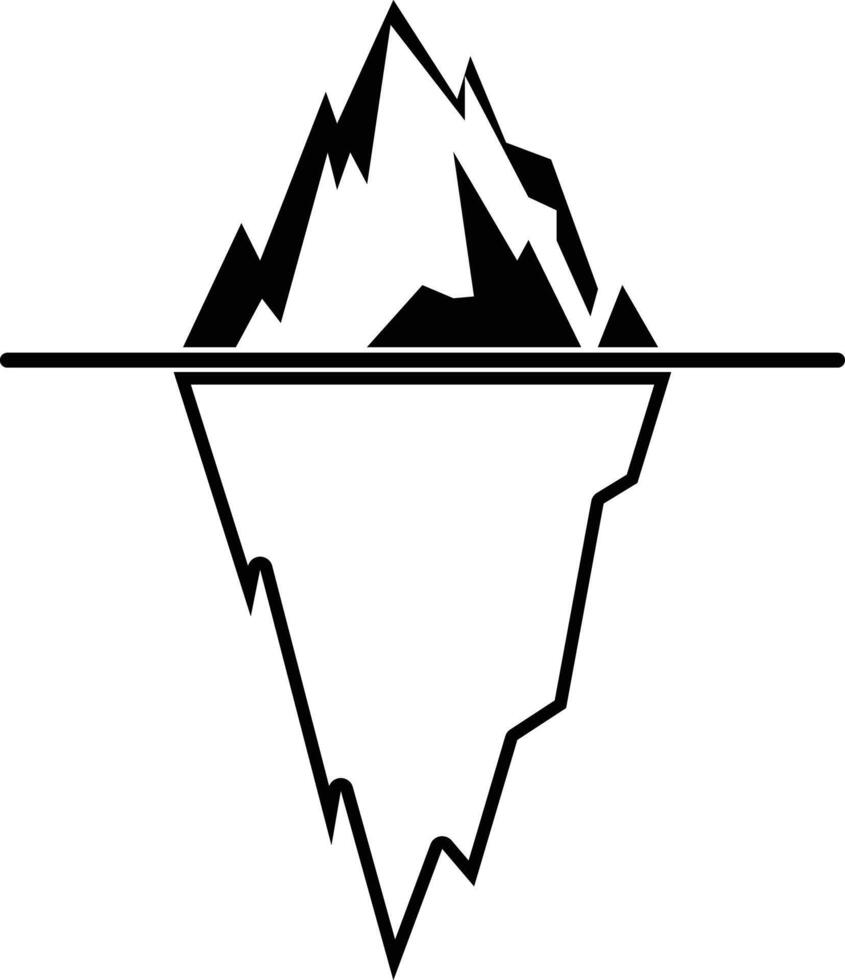 Iceberg Icon, Black line art logo. flat design in trendy style vector