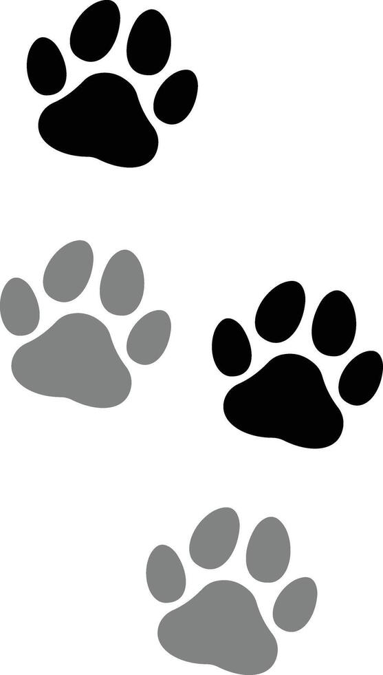 Paw footprint icon set. on white background. cat or Dog, path design animal tracks, design in modern style vector