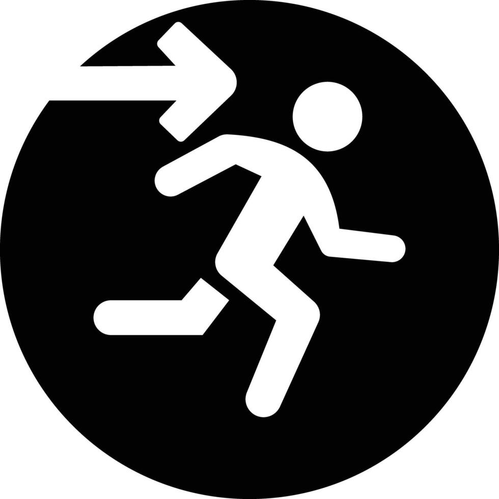 Emergency exit icon. design in modern style. icon inside black circle. Black and white outline vector