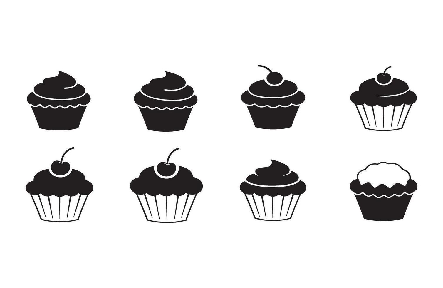 Aesthetic Cupcake Icons for Custom Pastry Boxes and Menus vector