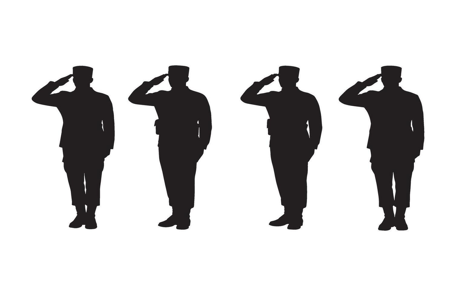 Army ceremonial salute by uniformed soldiers in silhouette art vector