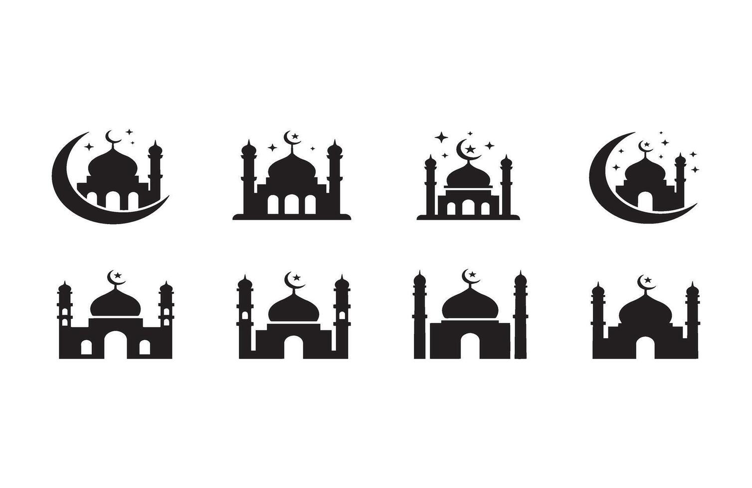 High-Quality Mosque Silhouettes for Islamic Graphic Design Projects vector