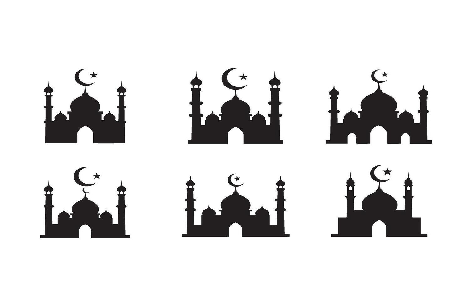 Ornate Mosque Silhouettes for Religious and Cultural Graphics vector