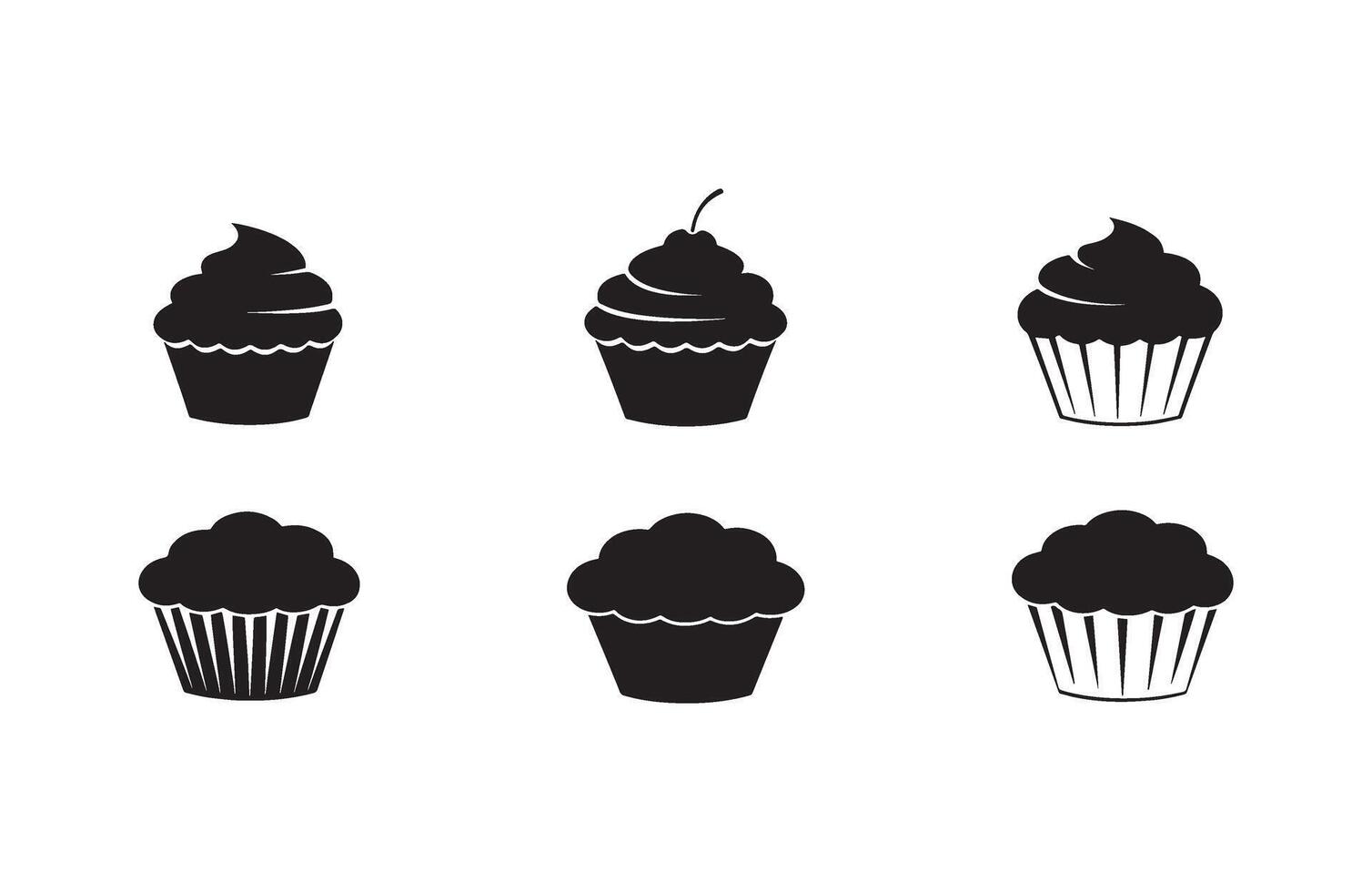 Professional Cupcake Silhouette Set for Bakery Menus and Promotional Materials vector