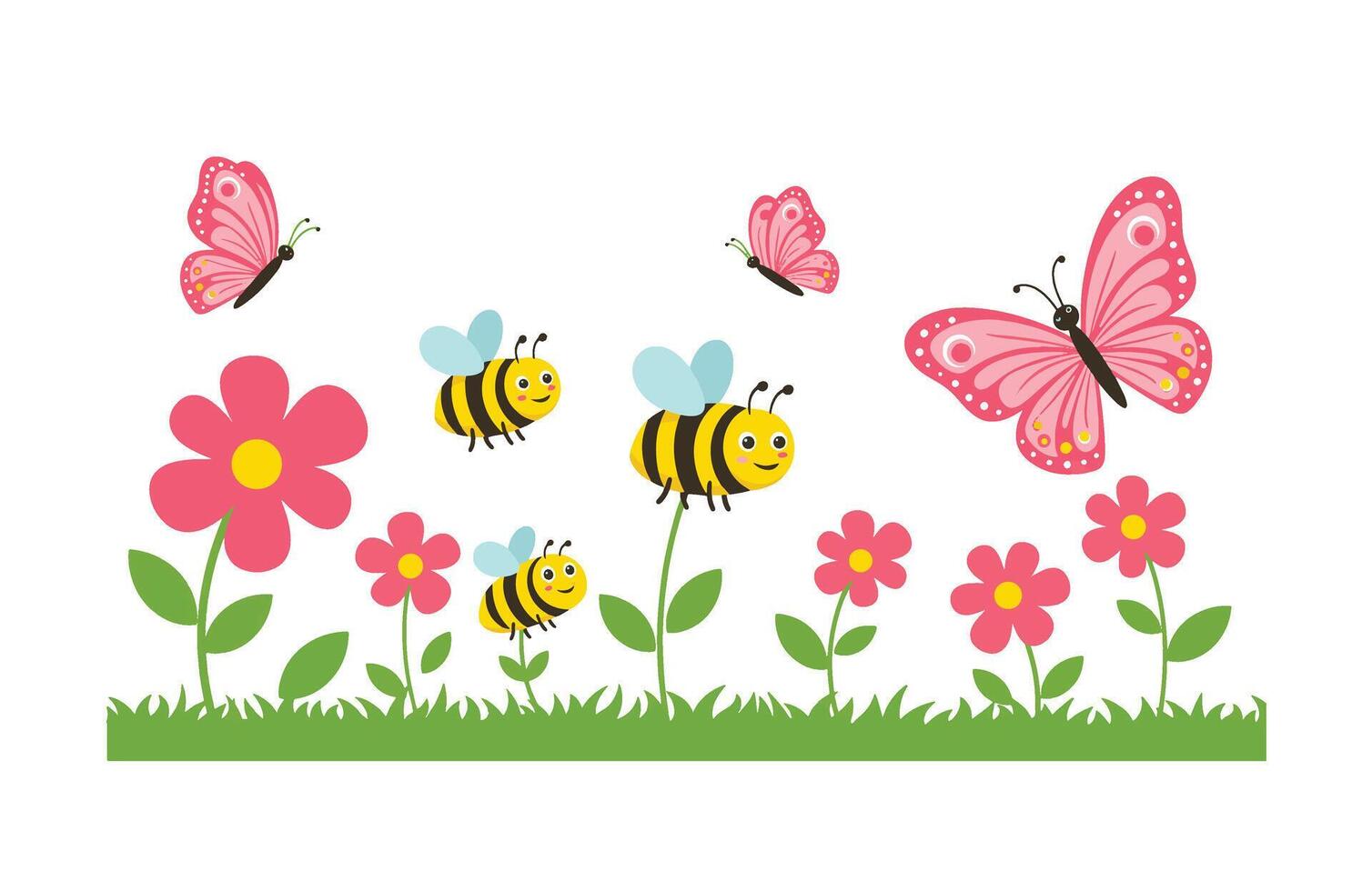 Pollination and Nature Beauty Captured in a Flower Meadow vector