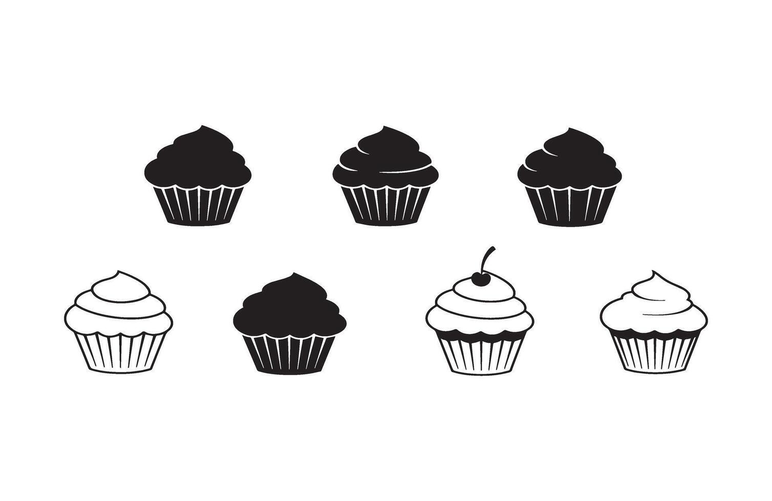 Charming Cupcake Silhouette Collection for Food Bloggers and Culinary Websites vector