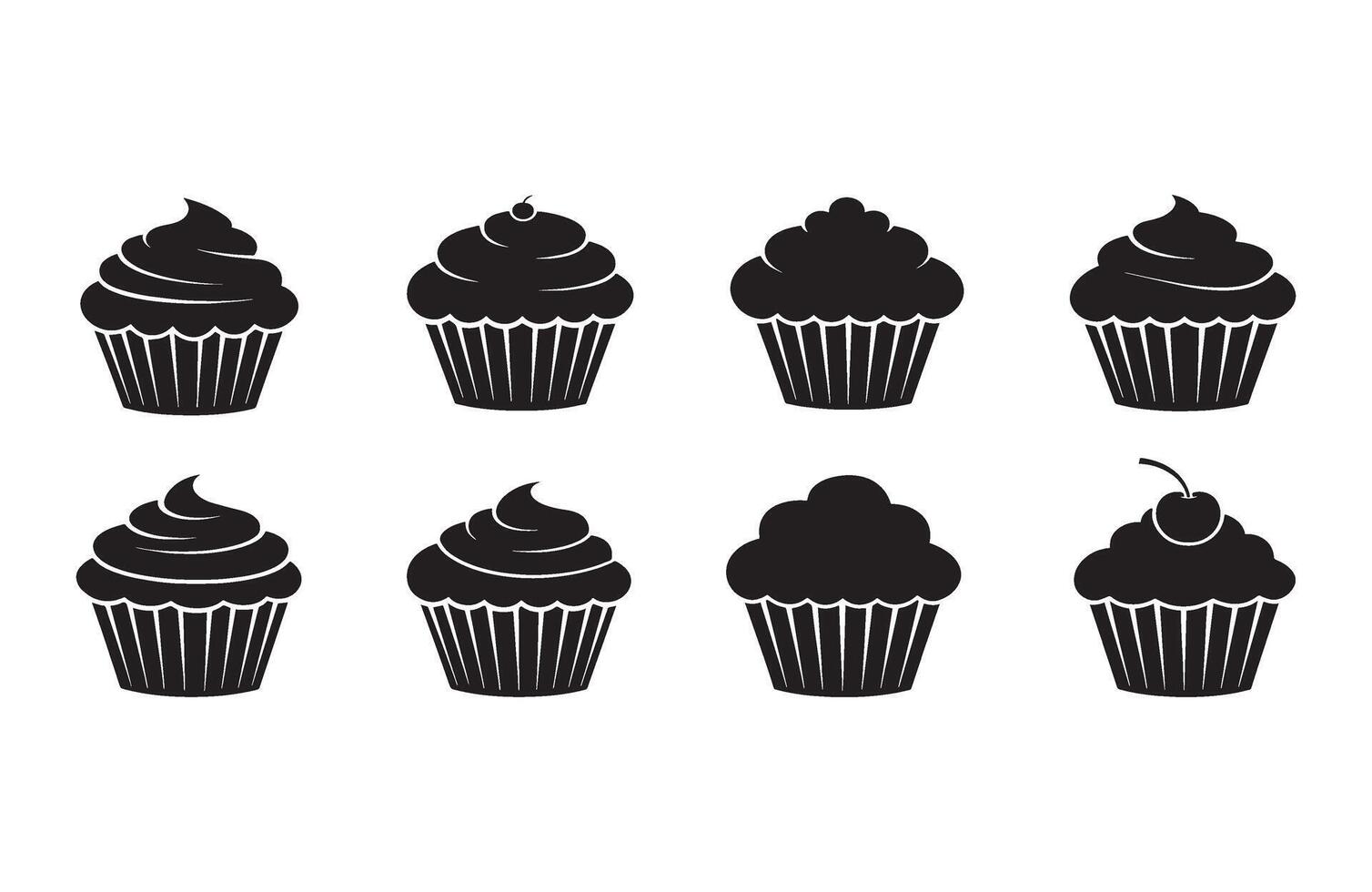 Decorative Cupcake Symbols for Party Invitations and Bakery Logos vector