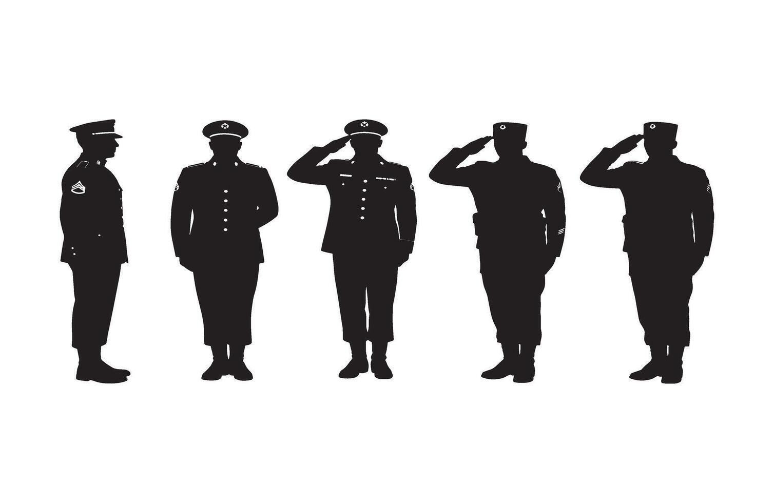 Elegant depiction of military salute in high-detail black and gold silhouette illustration vector