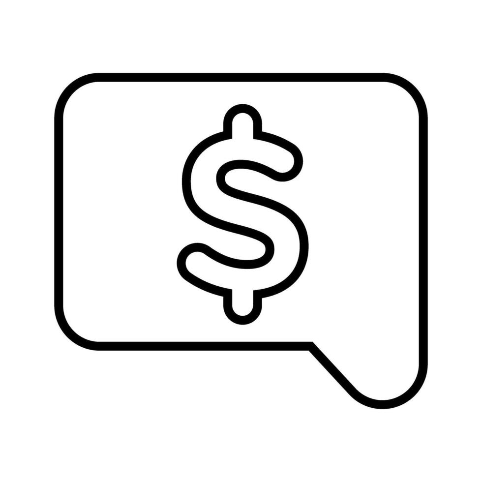 speech bubble with money symbol icon over white background, line style, illustration vector