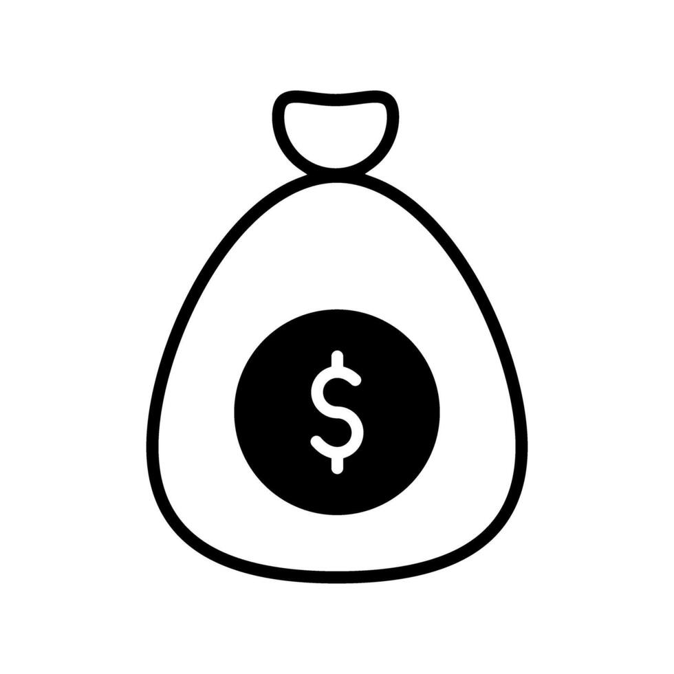 Money bag icon, concept illustration, outline symbol, sign, linear symbol. vector