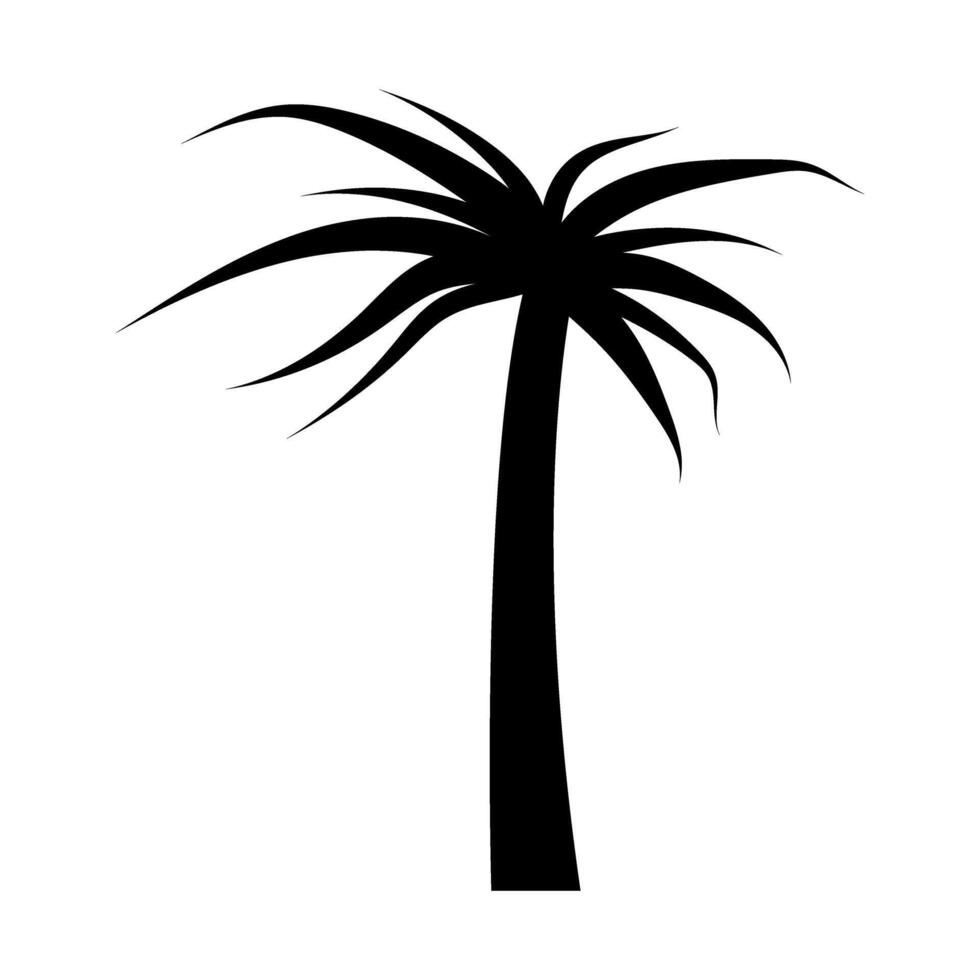 Silhouette of palm tree on white background. illustration. icon or sign. vector