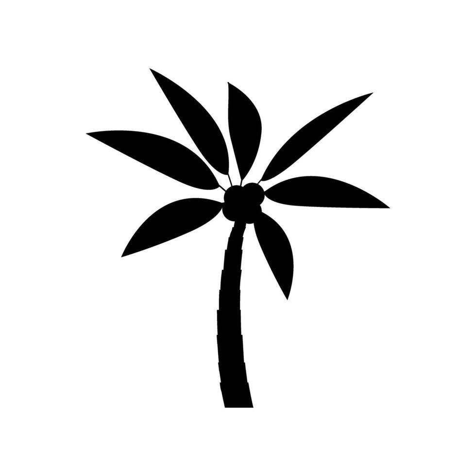 coconut palm tree icon over white background, silhouette style, illustration. Sign or symbol. vector
