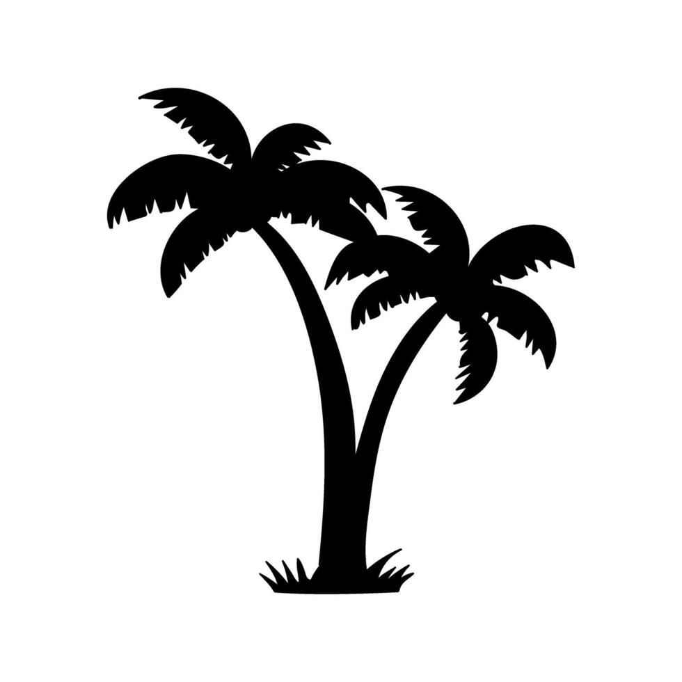 palm tree icon over white background, silhouette style, illustration vector