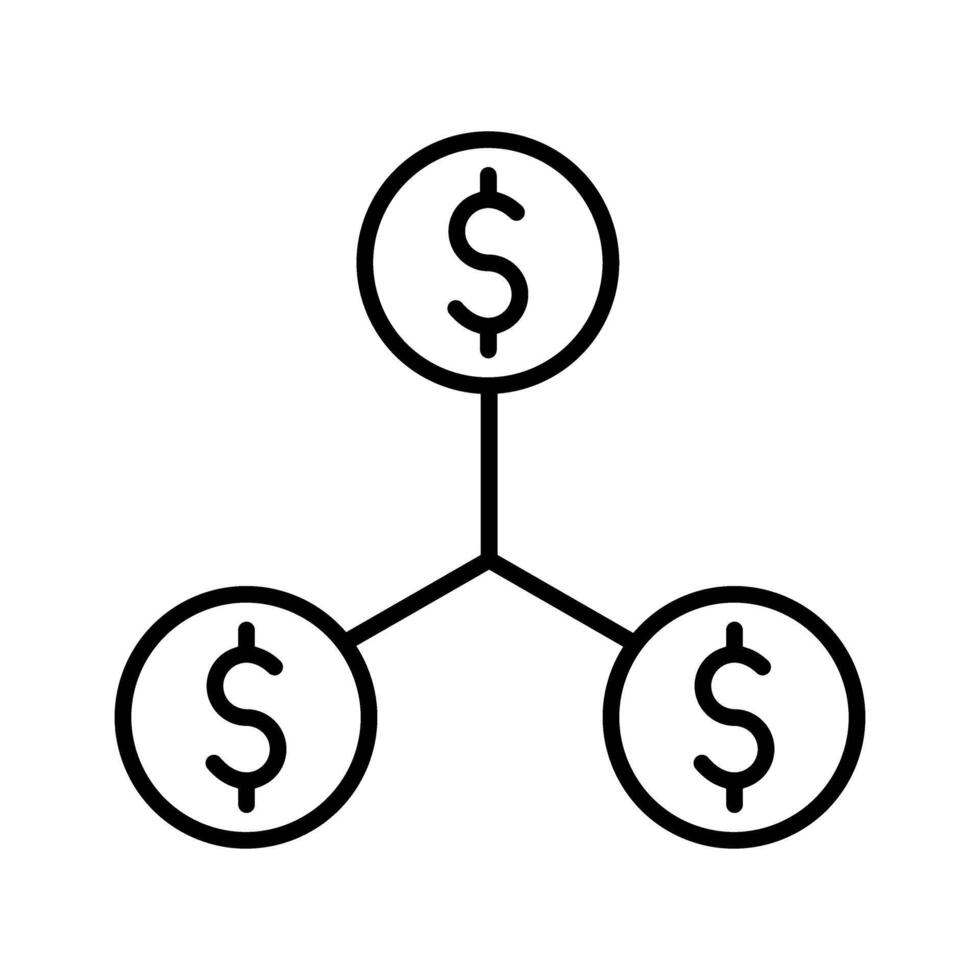 Financial network icon, concept illustration, outline symbol, sign, linear symbol. vector