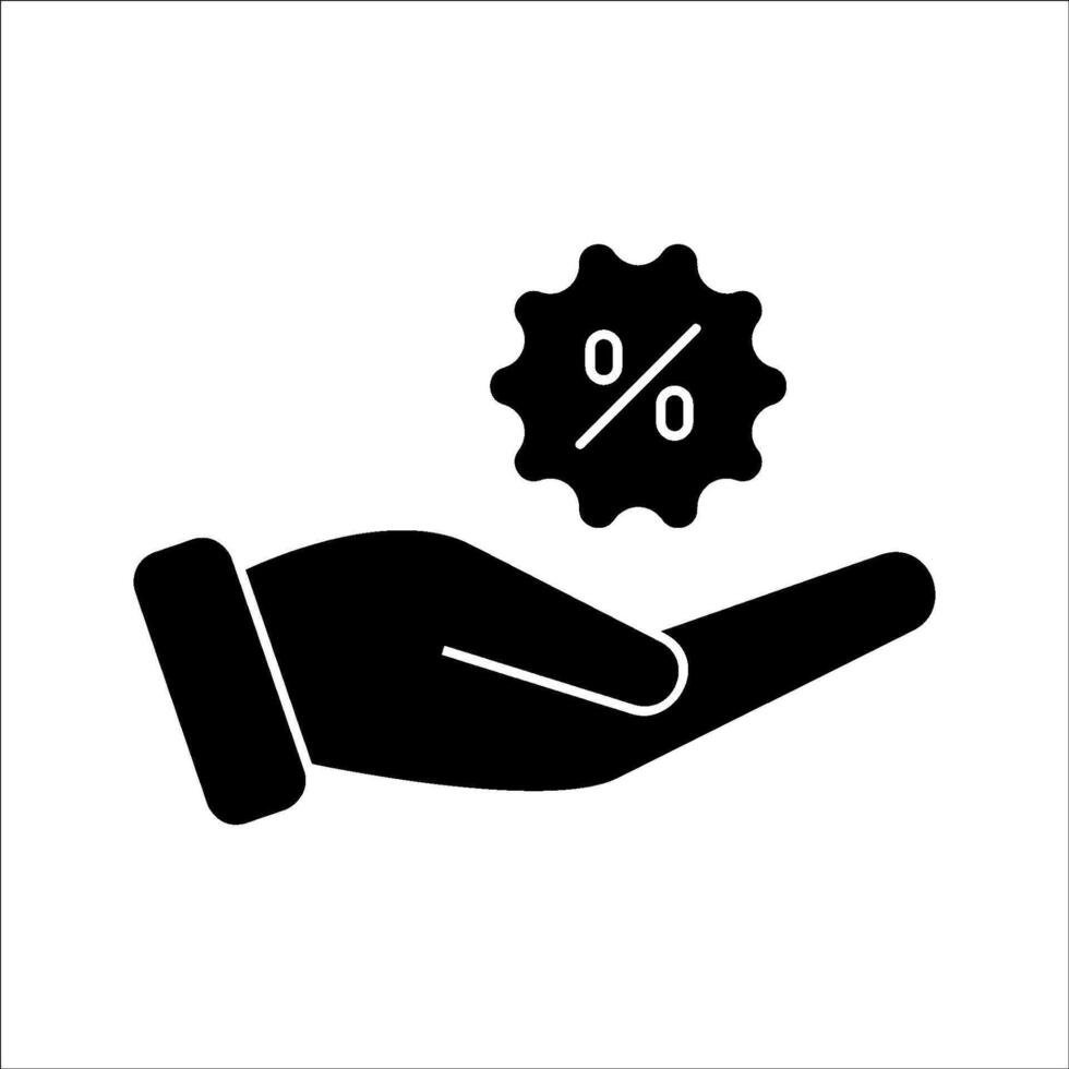 Discount offer icon hand holding percent illustration. For your website, logo, app, UI design. illustration, isolated on white background, EPS 10. vector