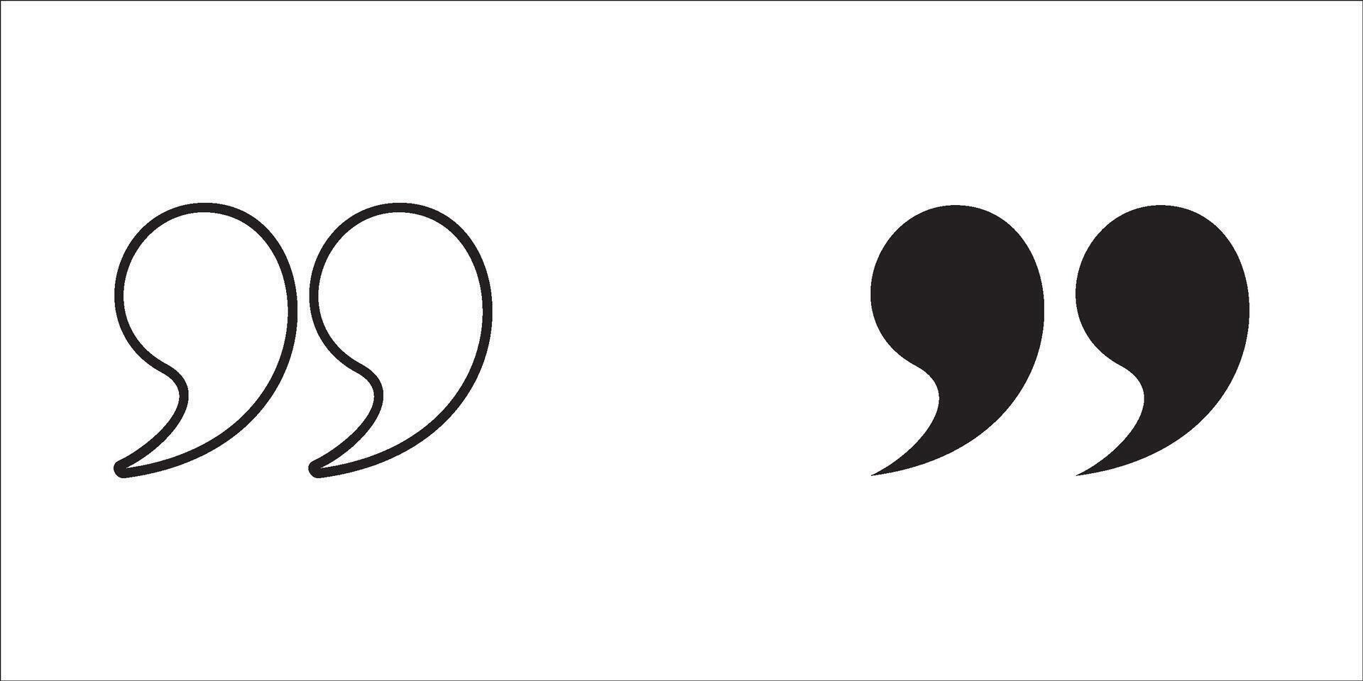 Quotes icons. Quote marks comma, speech excerpt remark icon and citation commas or speech quotation mark. Comma and double quotes silhouette isolated symbols set vector
