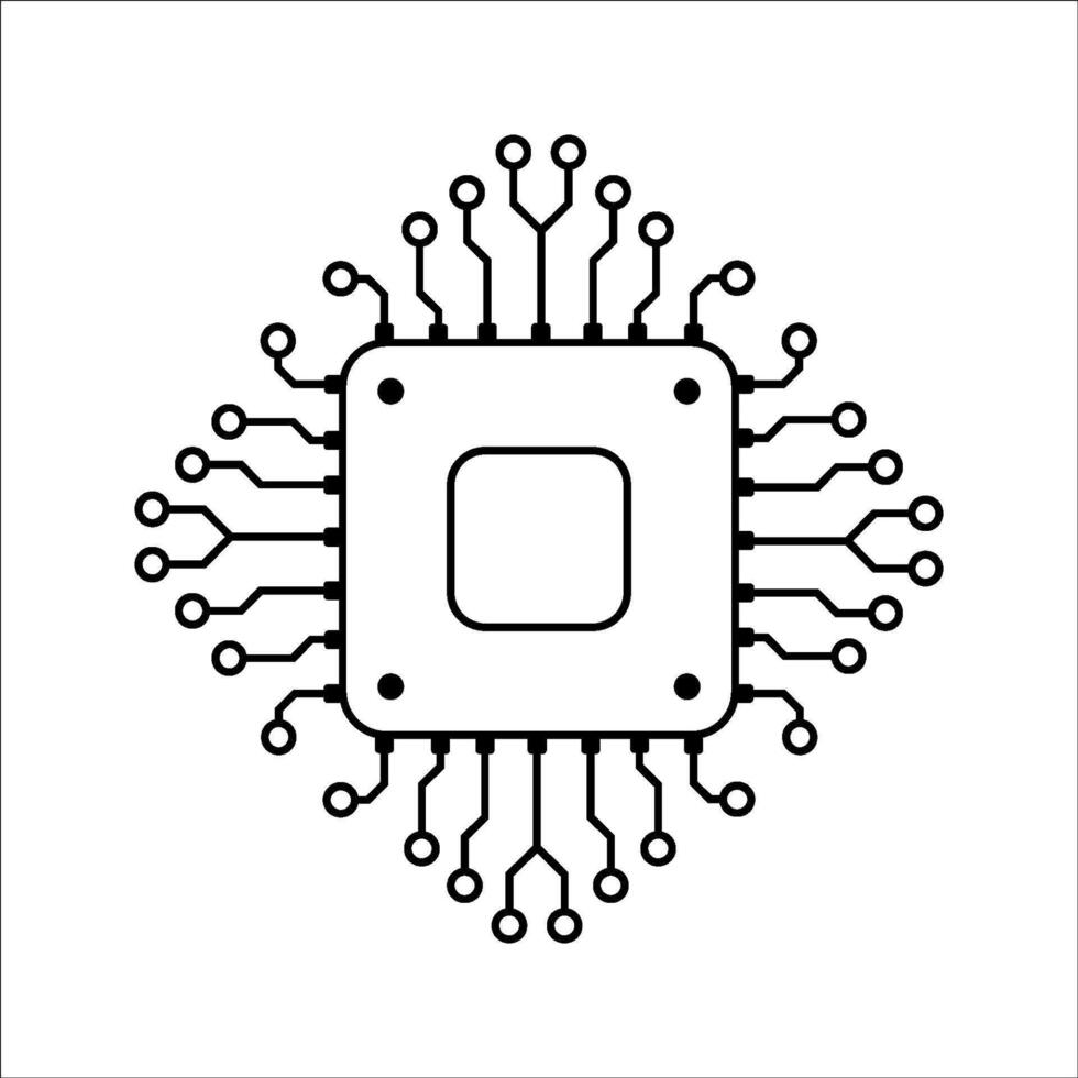 PrintCentral Processing Unit and Chips Icons. vector