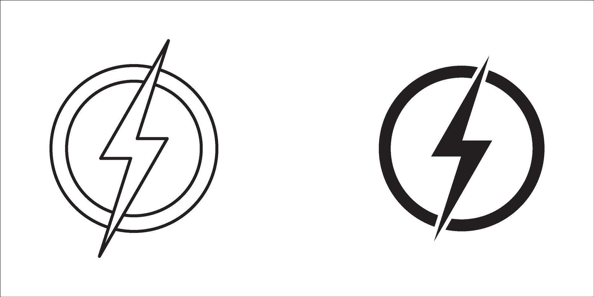 Lightning icon set. Line and glyph flash sign. Outline thunderbolt symbol vector