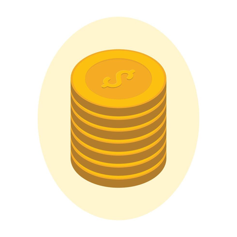 Tower of Dollar Coins Finance Concept Wealth Stack Business Economy Investment Growth vector