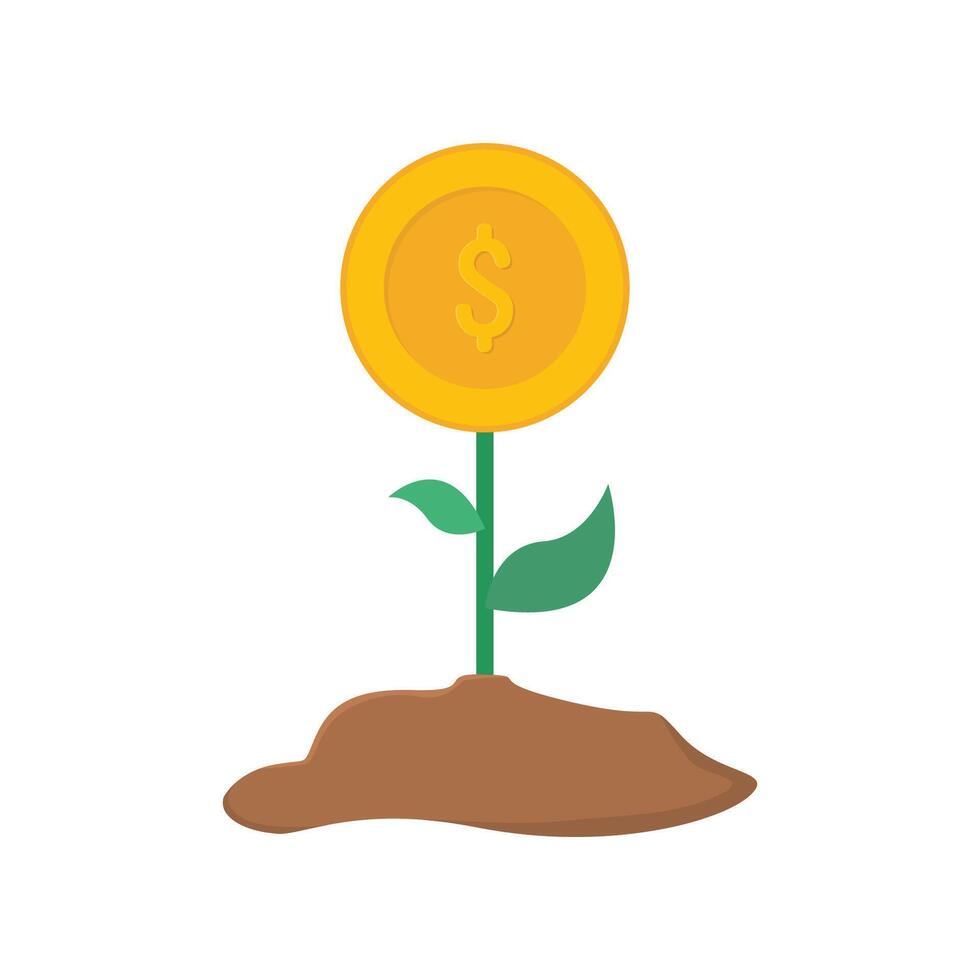Dollar Coin Growth Plant Concept with Clay Finance Investment Wealth Currency Savings Botanical Stack vector