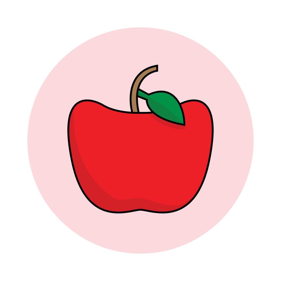 Simple Apple Clip Art Basic Red Fruit Design Minimal Isolated Symbol Education vector