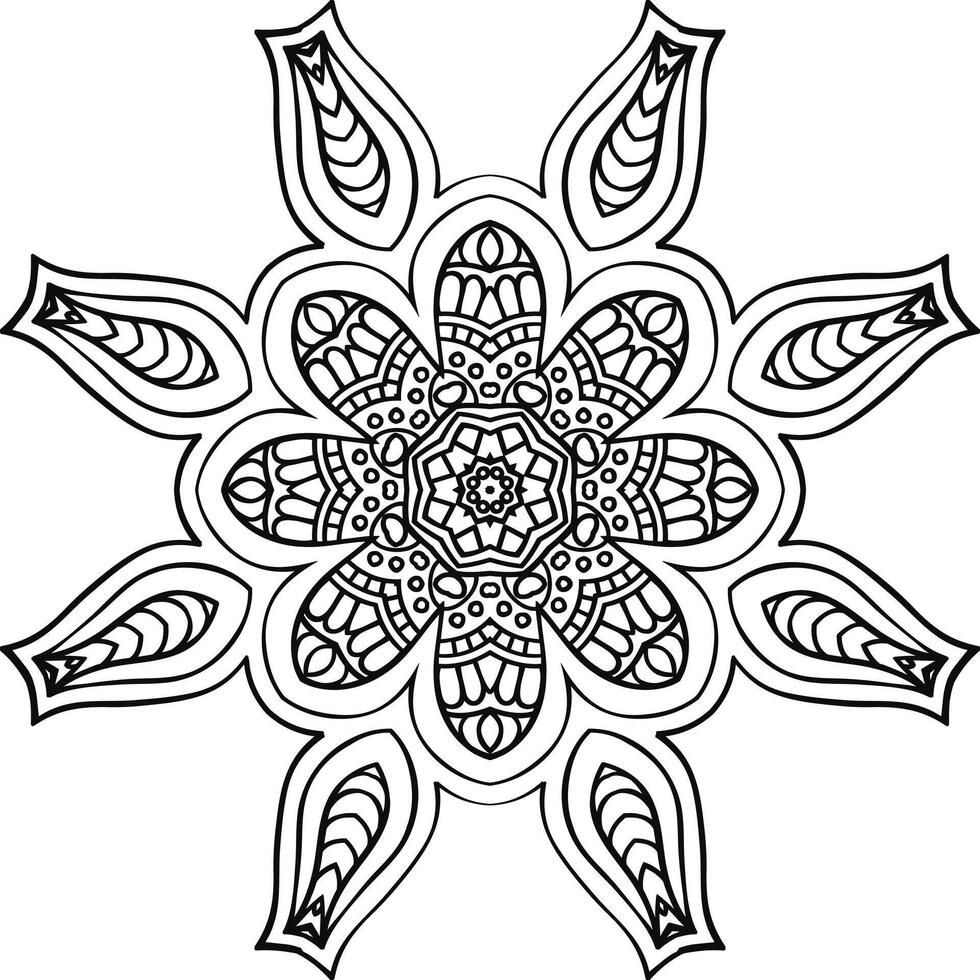 Decor Vibrant Mandala Art Circular Pattern in Form of Mandala With Flower for Henna, Mehndi, Tattoo, Decoration Decorative Ornament in Ethnic Oriental Style. vector