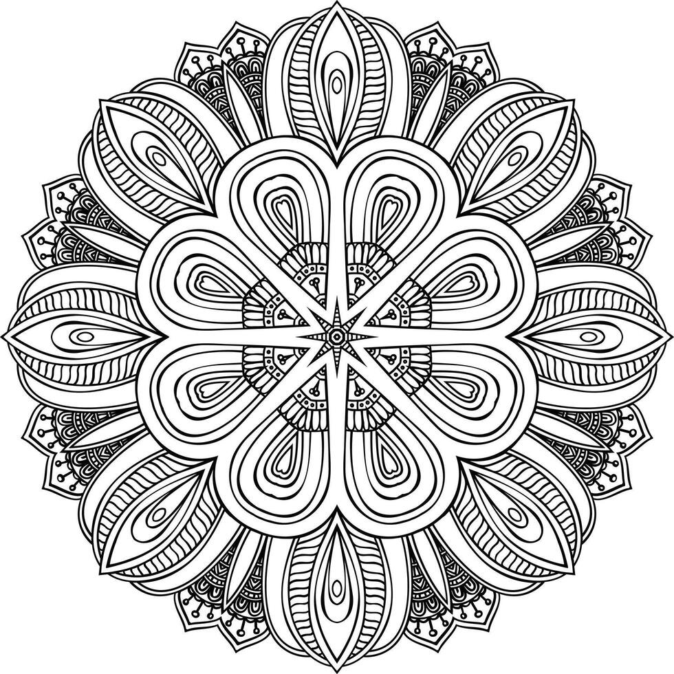 Decor Flower Ornament Art Circular Pattern in Form of Mandala With Flower for Henna, Mehndi, Tattoo, Decoration Decorative Ornament in Ethnic Oriental Style. vector