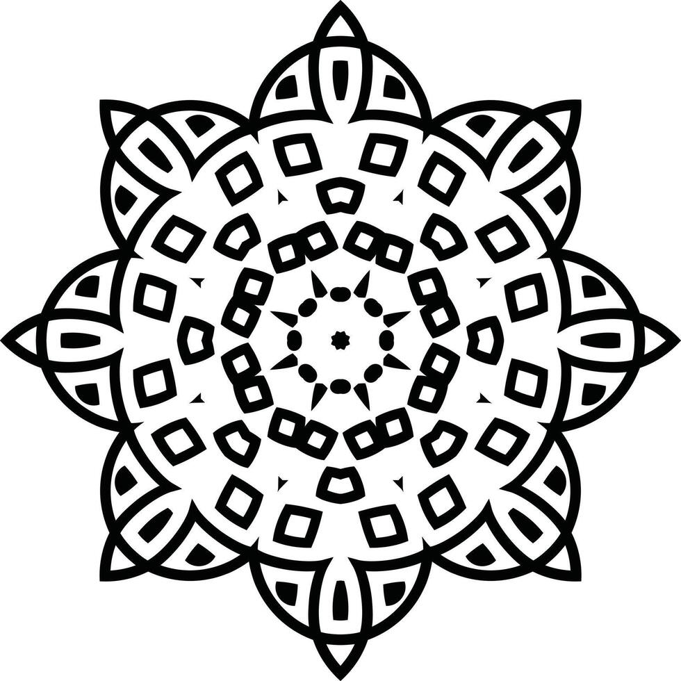 Mandala Clip Art Black and White Circular Pattern in the Form of a Mandala Decorative Ornament in Ethnic Oriental Style. vector