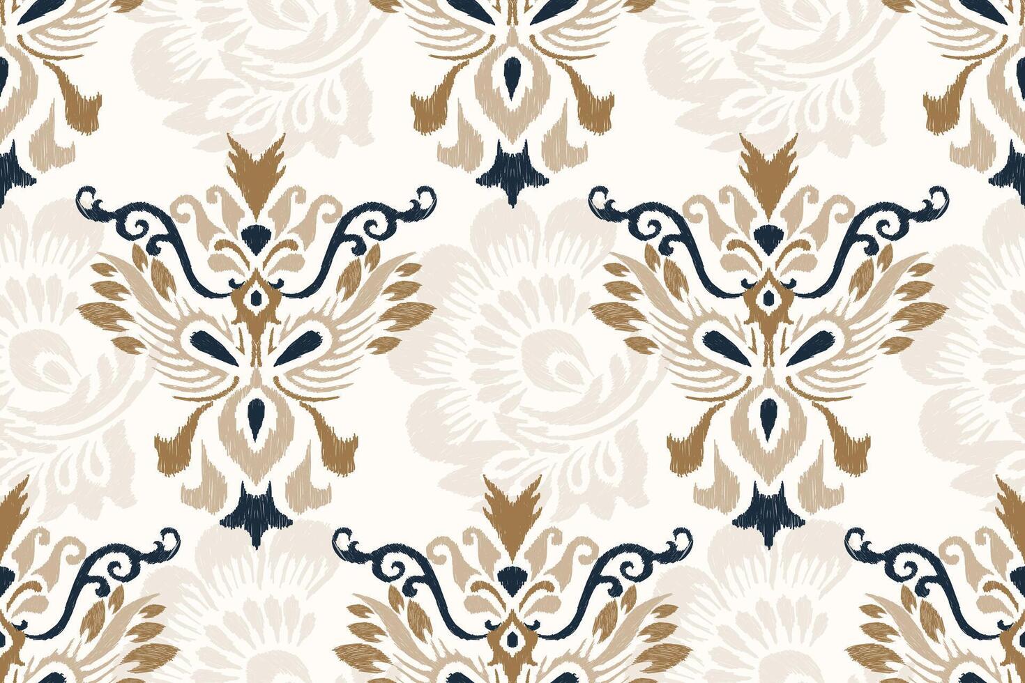 Damask seamless pattern,Ikat floral seamless pattern on white background vector
