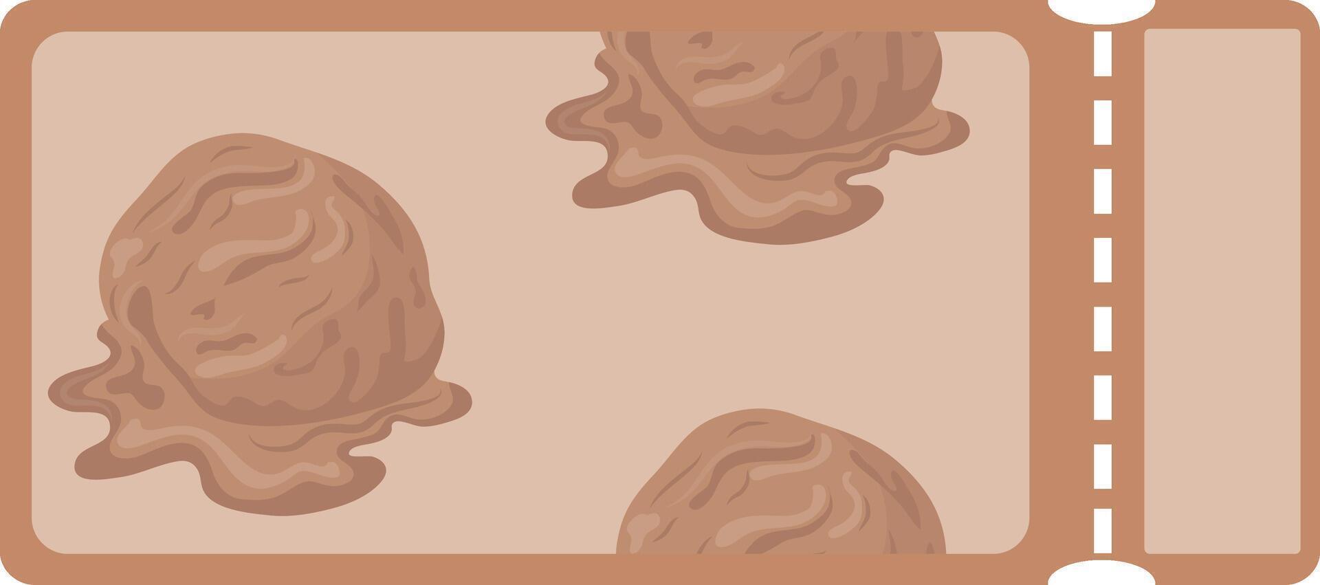 brown coupon template with food, namely with a scoop of chocolate ice cream on the left side vector