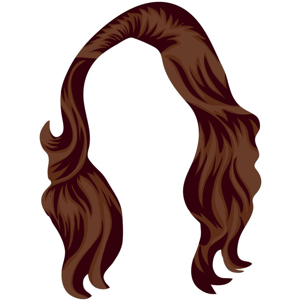 simple hair template for female characters in brown color and medium length vector