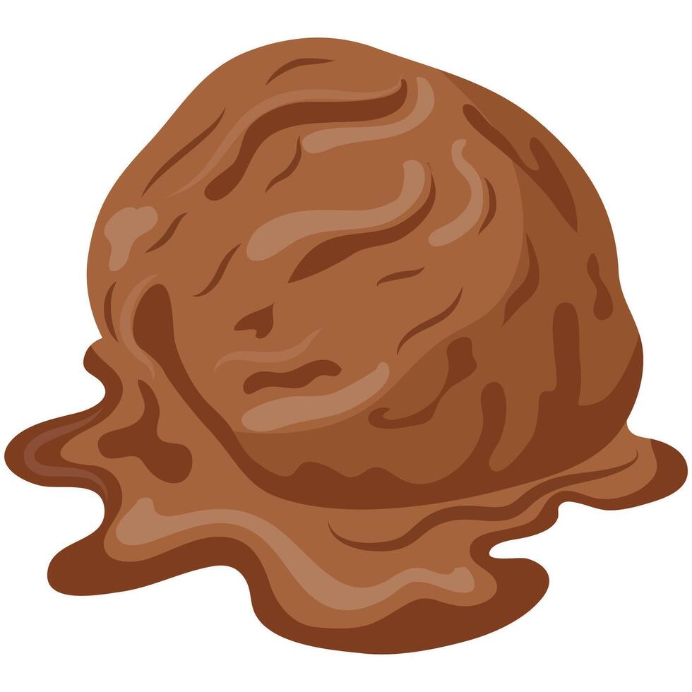 melting chocolate ice cream scoop icon for various summer designs vector