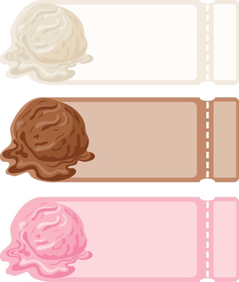 set of templates with food, namely with ice cream scoops of different colors and flavors vector