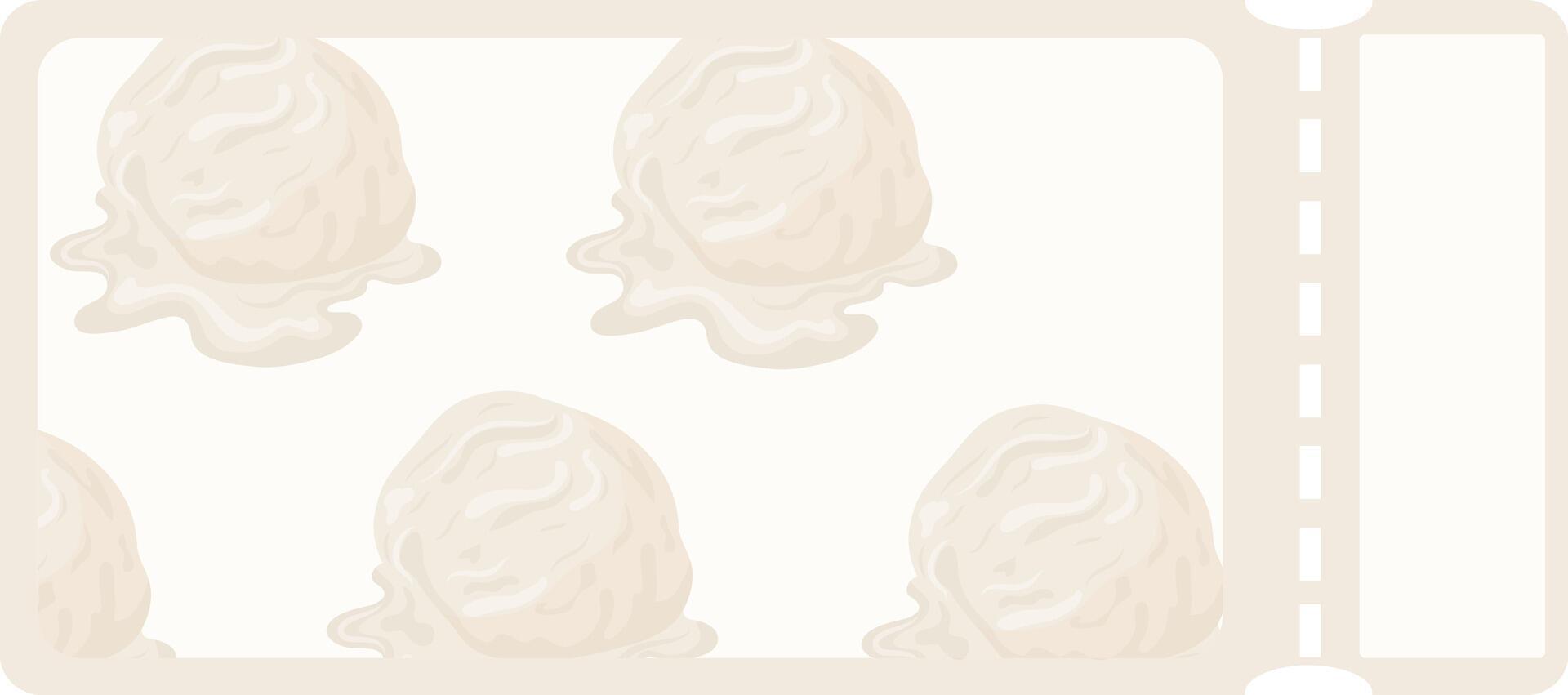 light coupon template with food, namely with a scoop of vanilla ice cream on the left side vector