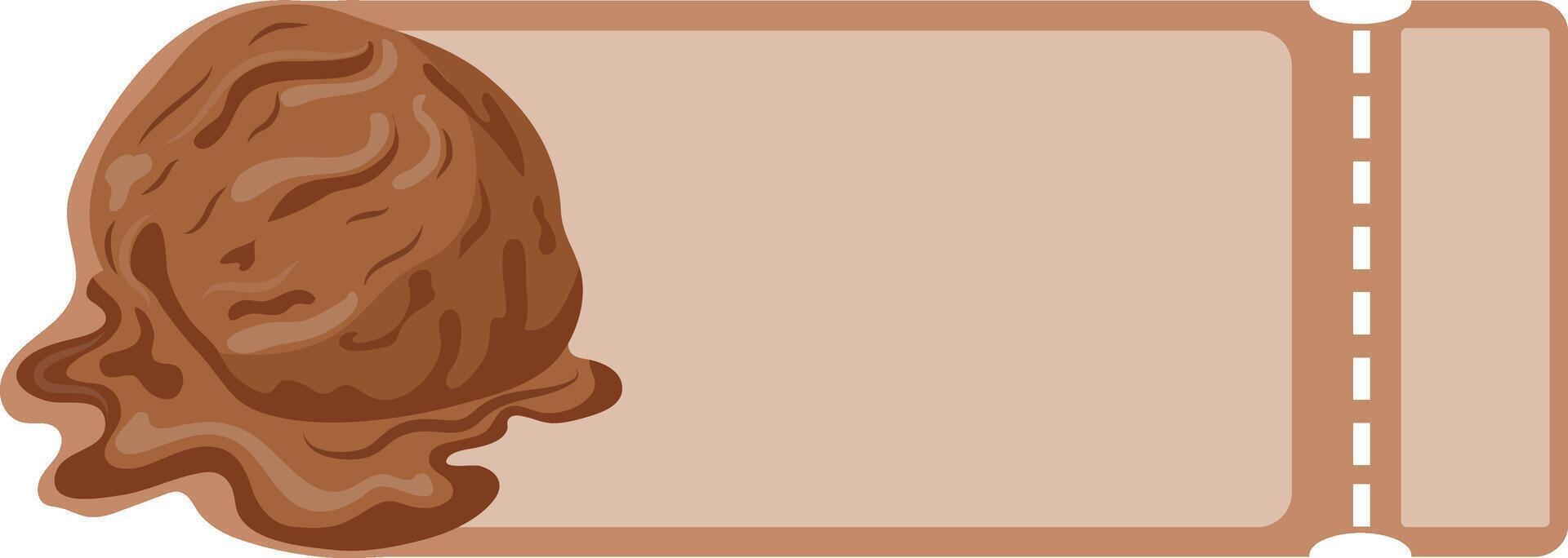 food coupon template with a scoop of chocolate ice cream on the left side vector