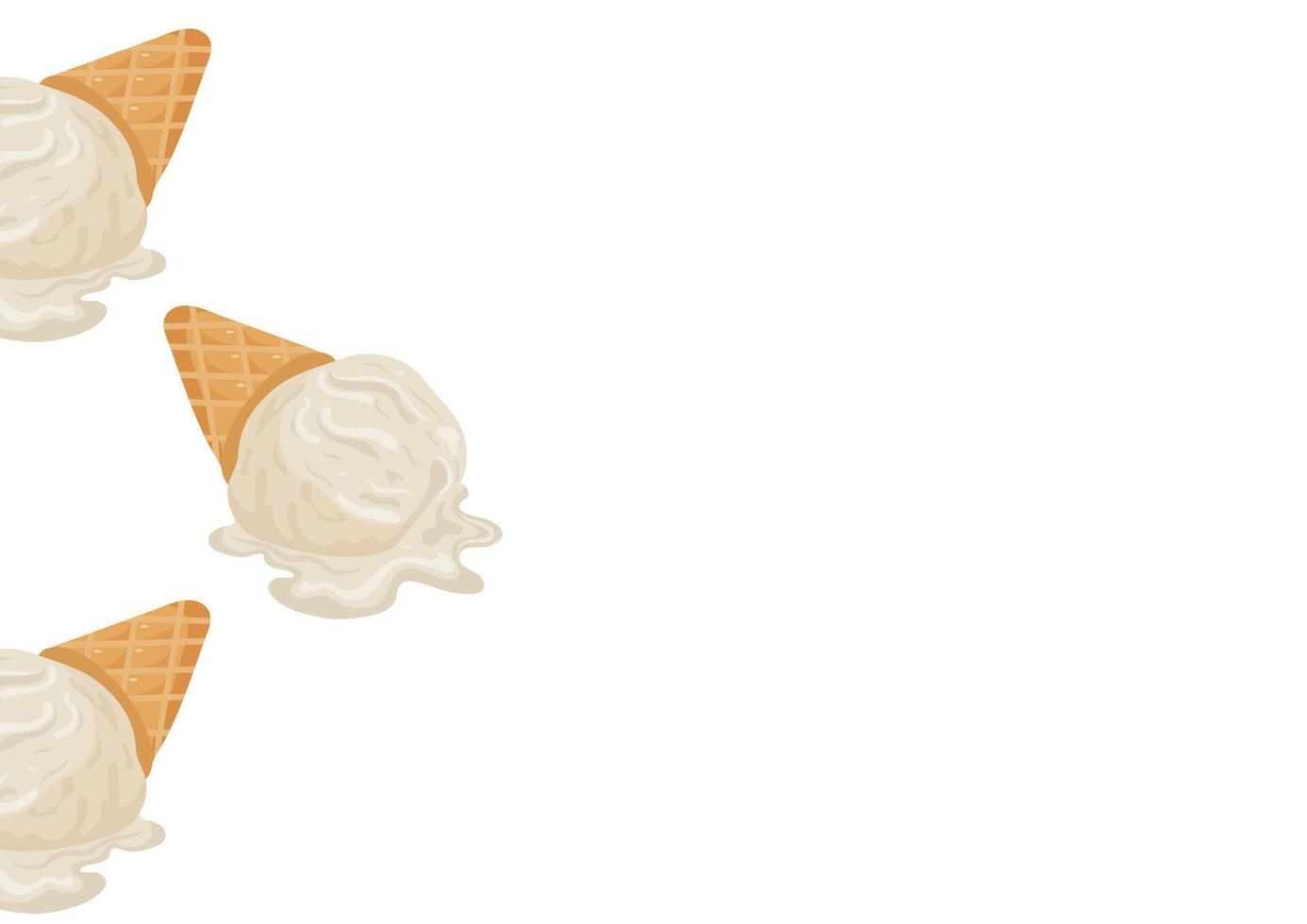poster template with vanilla ice cream in a waffle cone placed on the left side, for various summer designs vector