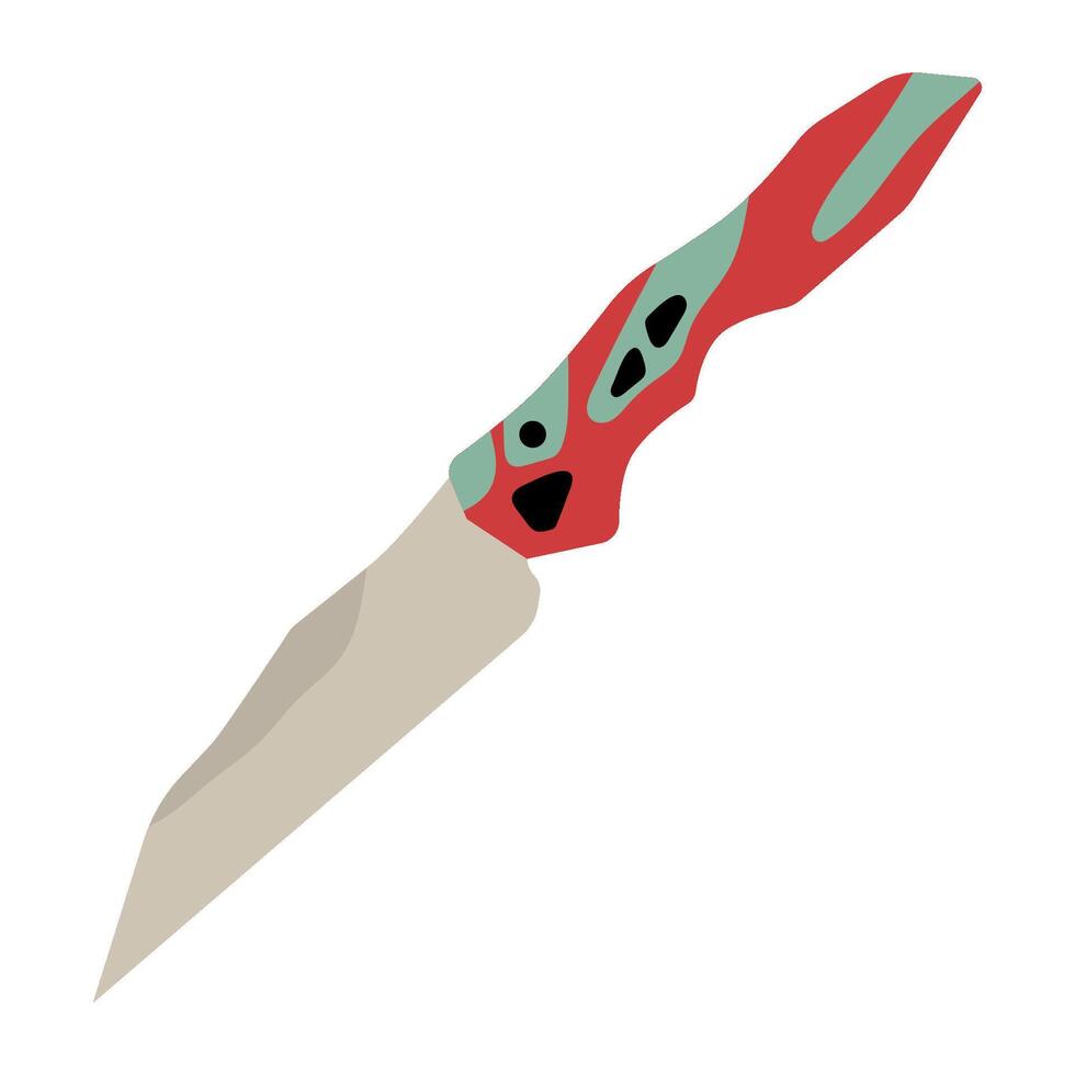 Red hunting knife isolated illustration. Ideal for travel, hunting, hiking projects vector