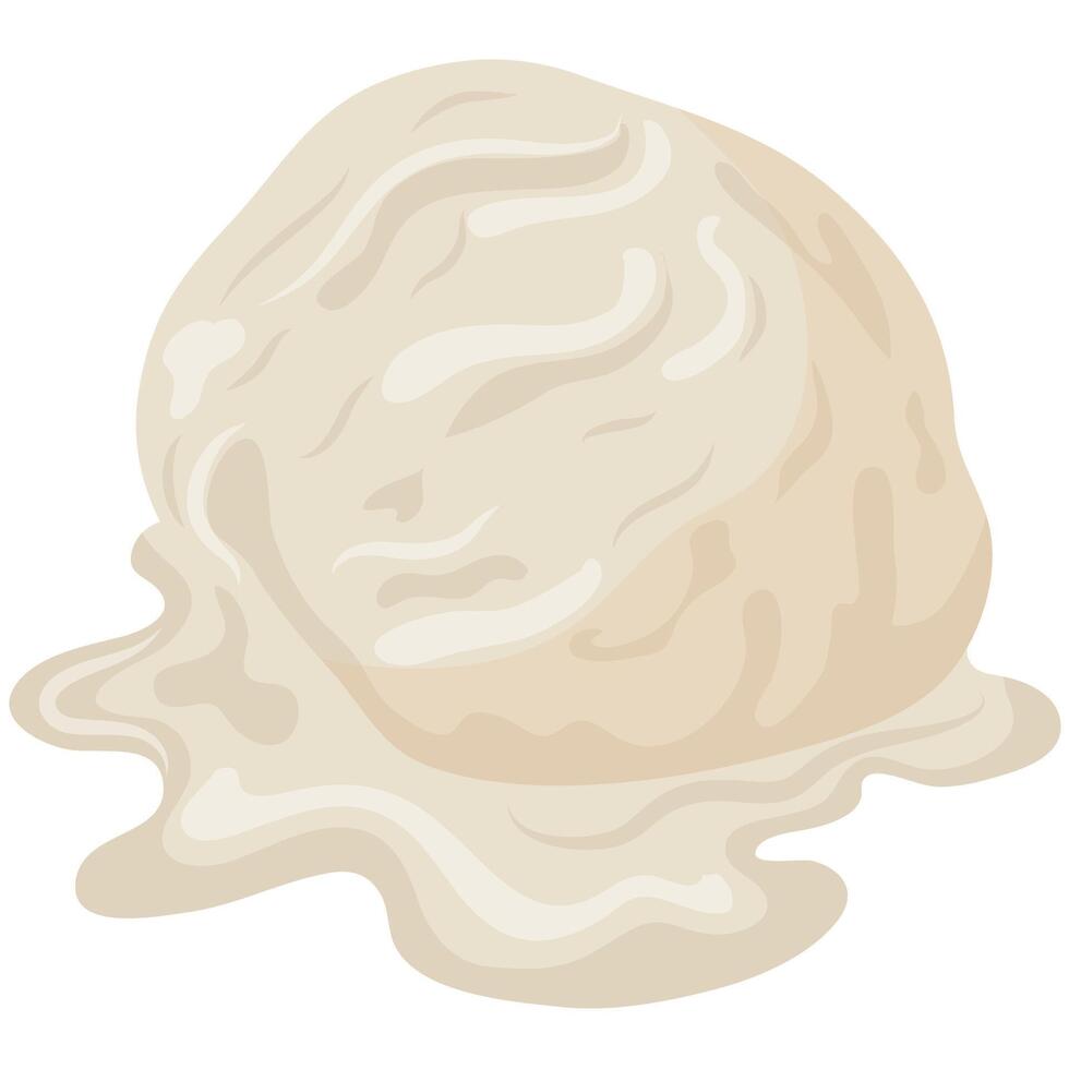icon of a scoop of white vanilla ice cream melting, for various summer designs vector
