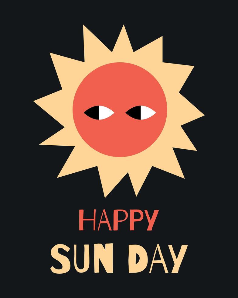 Happy Sun Day Illustration with Cute Sun. Bright design perfect for cheerful and playful projects vector