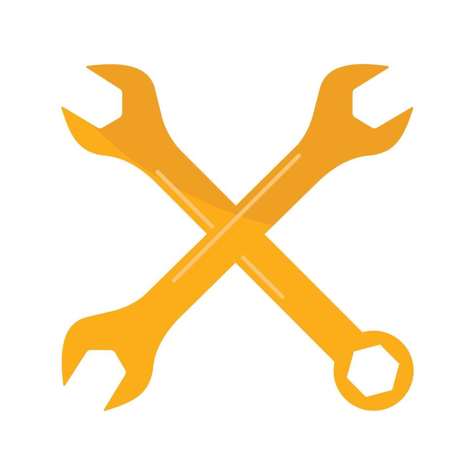 Flat design of a yellow wrench icon for repair tools vector