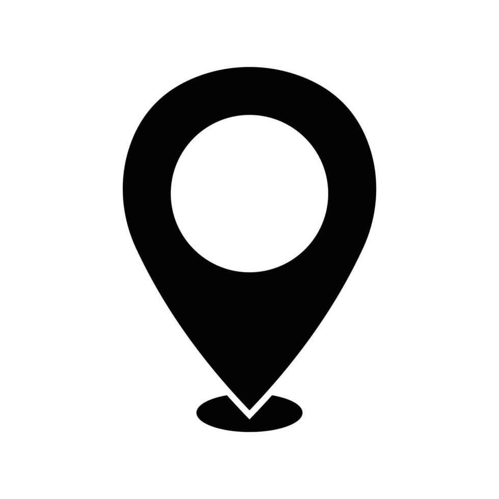 Simple black location pin icon for navigation maps vector