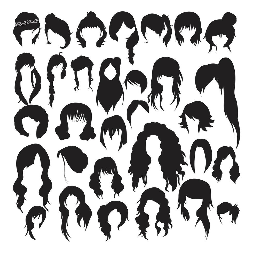 Stylish woman with black hair in portrait illustration vector