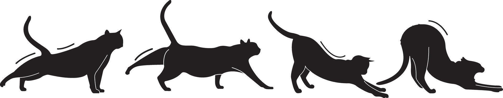 Silhouette of a cat stretching in a graceful pose vector