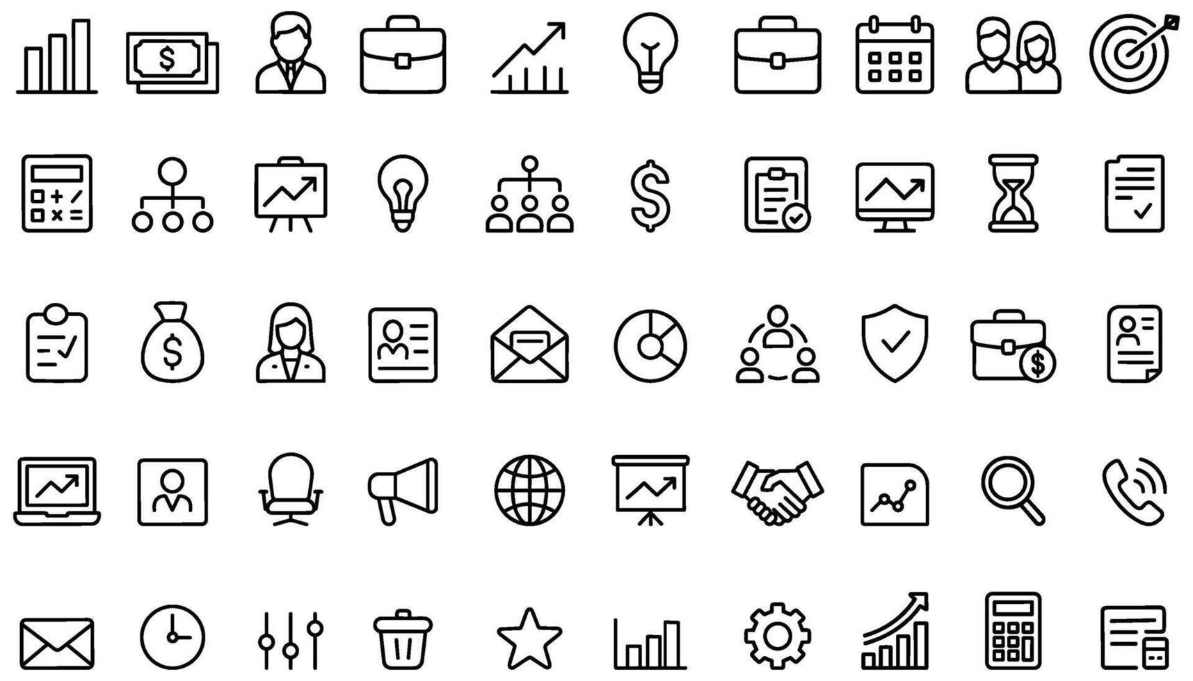 Comprehensive collection of business and management icons providing for diverse applications vector