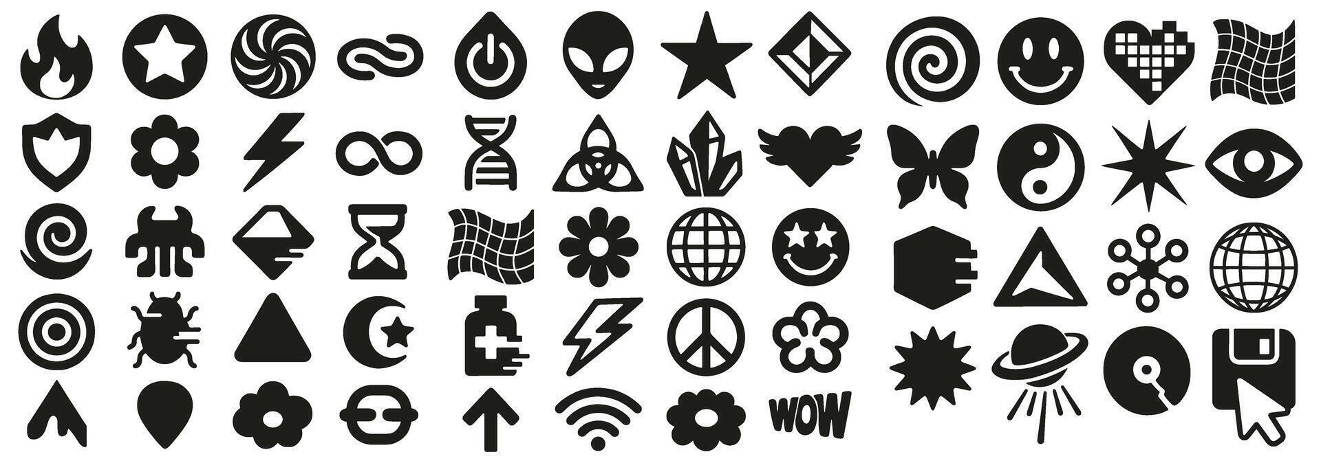 Eclectic Compilation of Graphic Symbols for Diverse Concepts and Design Elements Collection vector