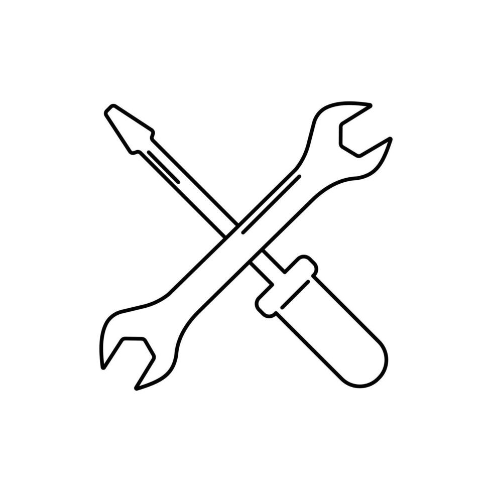 Outline design of a wrench icon for repair tools vector